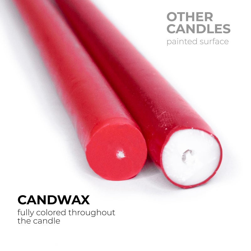 CANDWAX 10 inch Red Taper Candles Set of 12 - Dripless and Long Burning Red Candlesticks - Perfect as Christmas Candlesticks for Dinner or Holiday Home Decor - Christmas Candle Sticks - Image 2